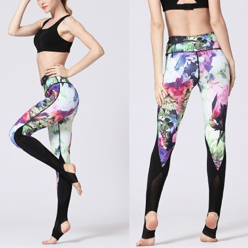Buddha Stones Rose Pfingstrose Blumendruck-Design Sport Fitness Yoga Leggings Damen Yogahose - image 14