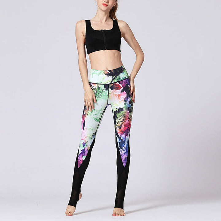 Buddha Stones Rose Pfingstrose Blumendruck-Design Sport Fitness Yoga Leggings Damen Yogahose - image 13