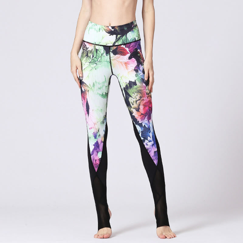Buddha Stones Rose Pfingstrose Blumendruck-Design Sport Fitness Yoga Leggings Damen Yogahose - image 10