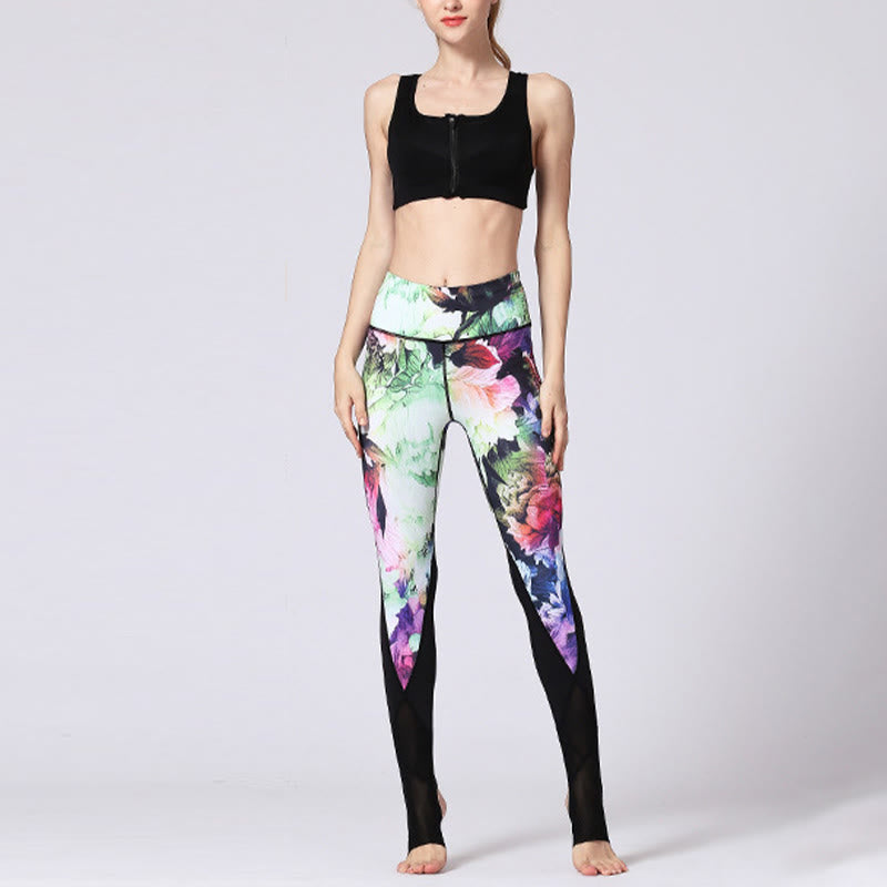 Buddha Stones Rose Pfingstrose Blumendruck-Design Sport Fitness Yoga Leggings Damen Yogahose - image 14