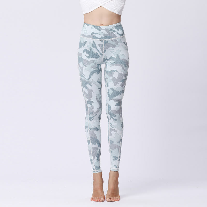Buddha Stones Camo Print Sport Fitness Yoga Hohe Taille Leggings Damen Yogahose - Weiß Hellgrün - US 8-10, UK/AU 12-14, EU 40-42 (XL) - image 12