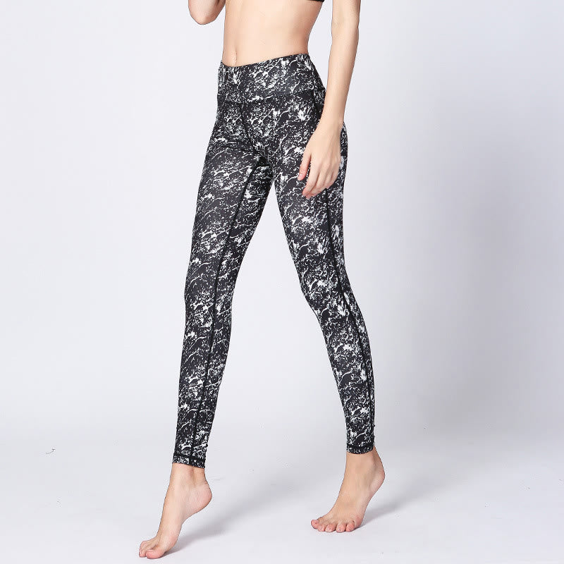 Buddha Stones Camo Print Sport Fitness Yoga Hohe Taille Leggings Damen Yogahose - Schwarz Weiß - US 8-10, UK/AU 12-14, EU 40-42 (XL) - image 6