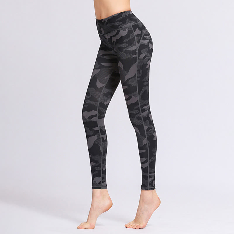 Buddha Stones Camo Print Sport Fitness Yoga Hohe Taille Leggings Damen Yogahose