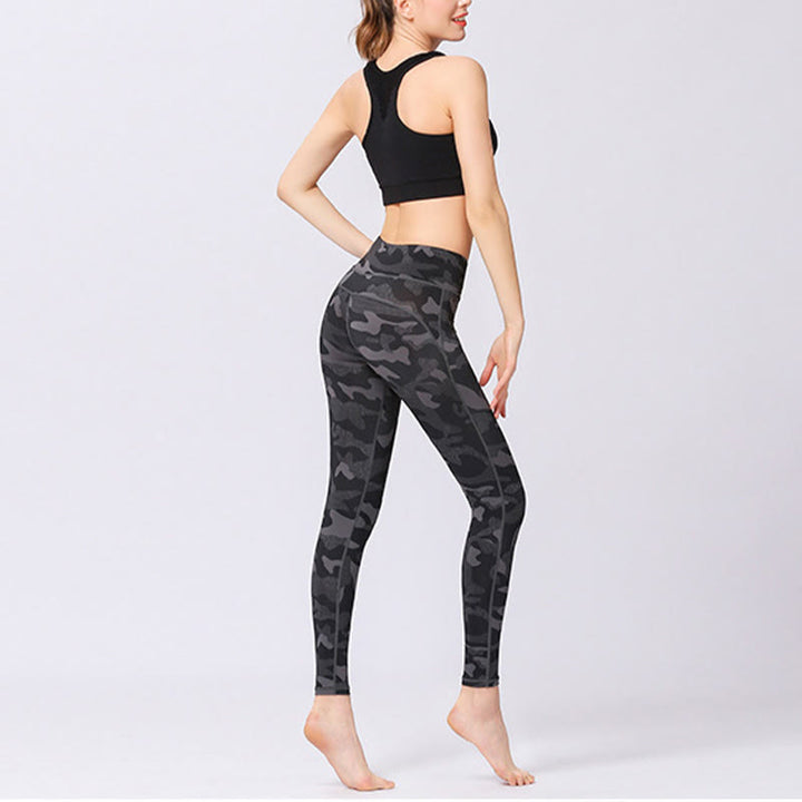 Buddha Stones Camo Print Sport Fitness Yoga Hohe Taille Leggings Damen Yogahose