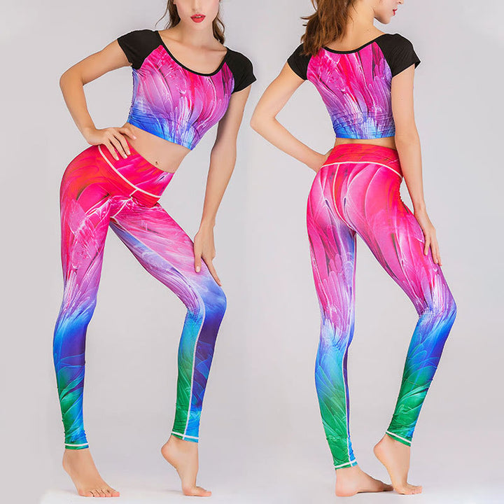 Buddha Stones 2-teiliges Set mit Oberteil und Hose mit Farbverlauf, Unterwasserwelt, mysteriöses Mädchen, Sport-Fitness-Yoga für Damen - Farbverlauf - US12， UK/AU16，EU44 (XL)  - image 7