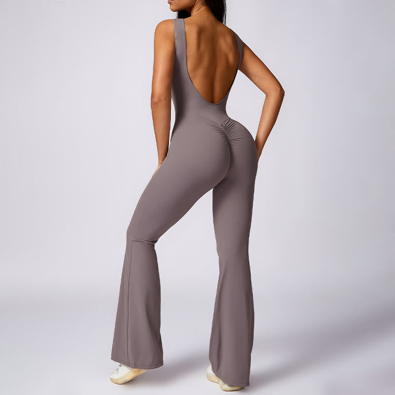 Buddha Stones Damen lässiger ärmelloser Overall mit Schlaghose, Sport-Fitness-Yoga-Bodysuit - image 3