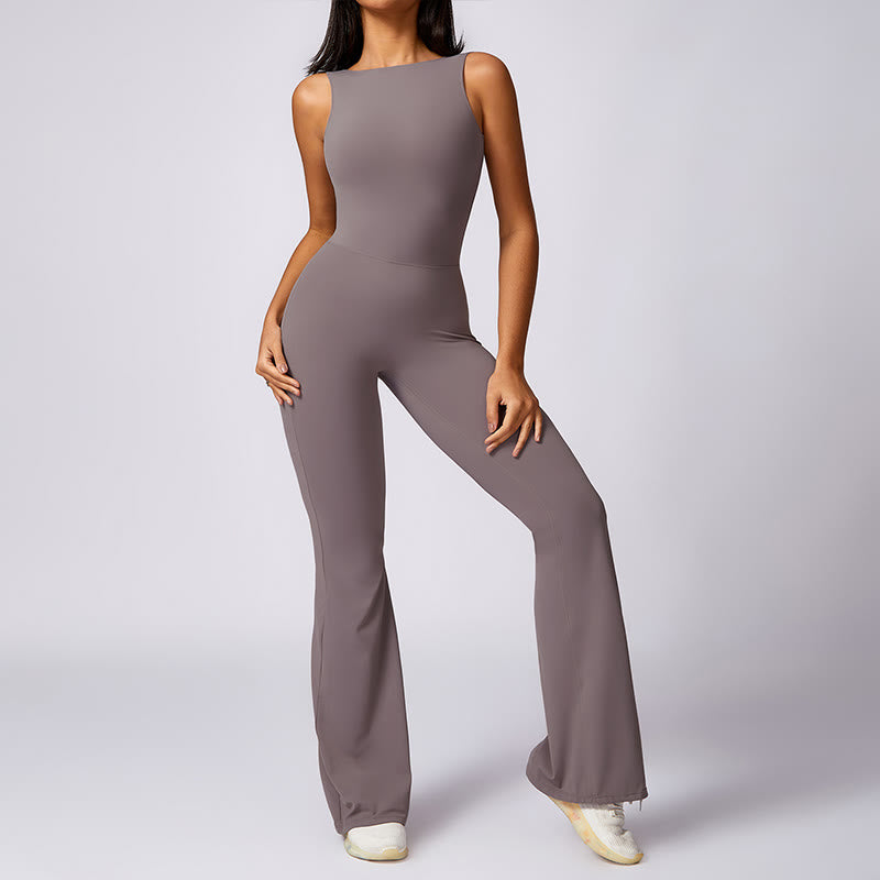 Buddha Stones Damen lässiger ärmelloser Overall mit Schlaghose, Sport-Fitness-Yoga-Bodysuit - image 2