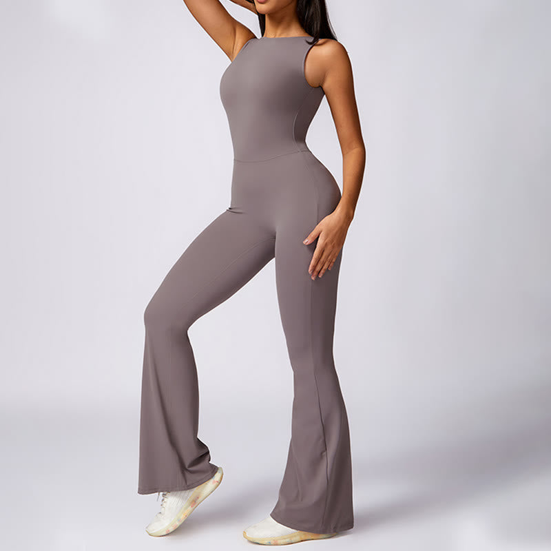 Buddha Stones Damen lässiger ärmelloser Overall mit Schlaghose, Sport-Fitness-Yoga-Bodysuit - image 1