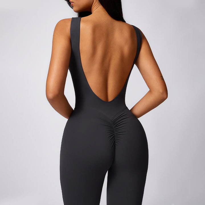 Buddha Stones Damen lässiger ärmelloser Overall mit Schlaghose, Sport-Fitness-Yoga-Bodysuit