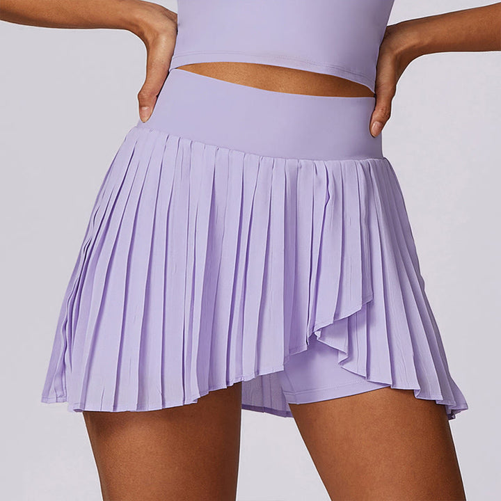 Buddha Stones Polokragen Kurzes Tanktop Tennisröcke Faltenshorts mit Tasche Sport Yoga Outfits - Lila - Shorts - US8-10， UK/AU12-14，EU40-42 (XL) - image 8