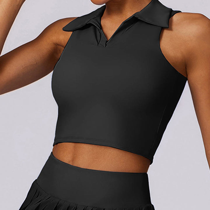 Buddha Stones Polokragen Kurzes Tanktop Tennisröcke Faltenshorts mit Tasche Sport Yoga Outfits - image 16