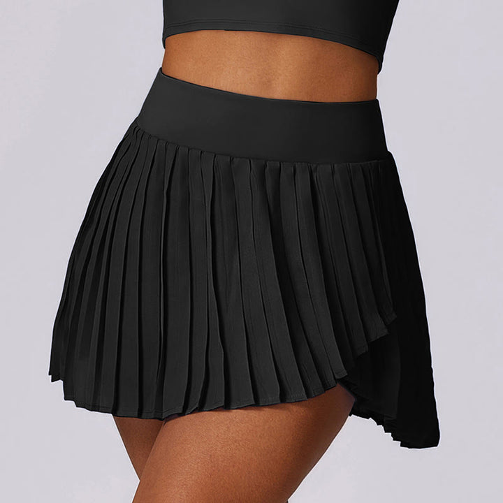 Buddha Stones Polokragen Kurzes Tanktop Tennisröcke Faltenshorts mit Tasche Sport Yoga Outfits - Schwarz - Shorts - US8-10， UK/AU12-14，EU40-42 (XL) - image 19