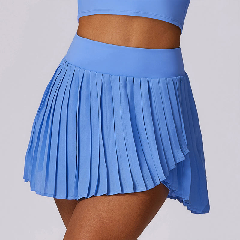 Buddha Stones Polokragen Kurzes Tanktop Tennisröcke Faltenshorts mit Tasche Sport Yoga Outfits - Blau - Shorts - US8-10， UK/AU12-14，EU40-42 (XL) - image 43
