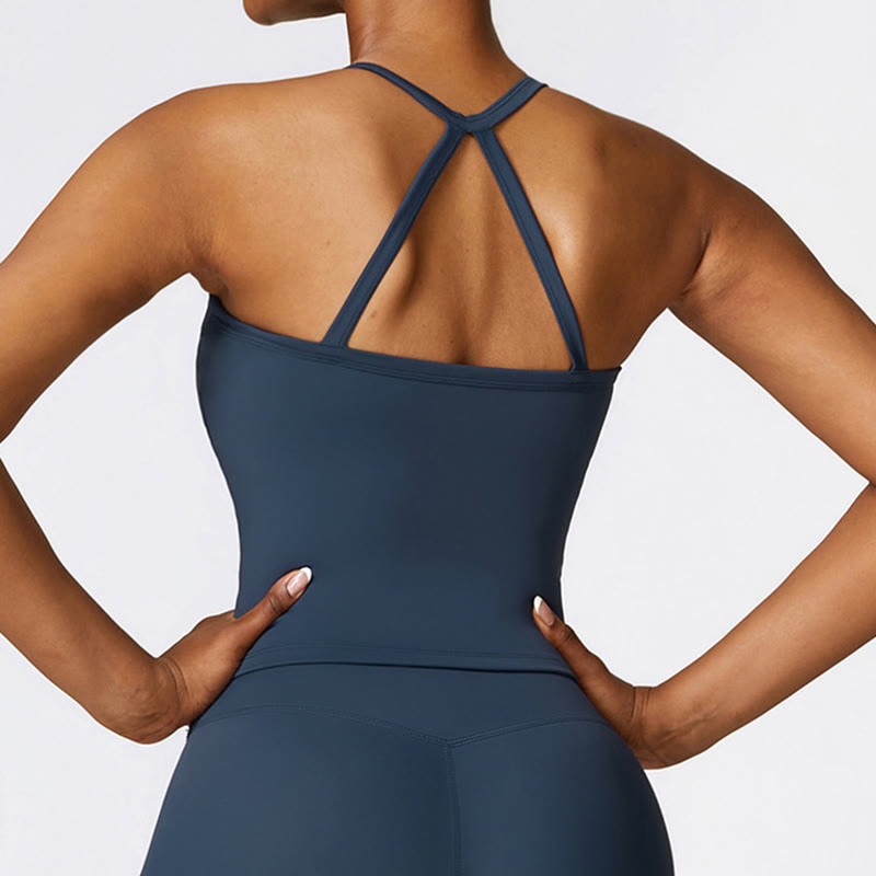 Buddha Stones Einfarbiges kurzes Tanktop mit hoher Taille und Shorts für Sport, Fitness, Fitnessstudio, Yoga-Outfits - image 3