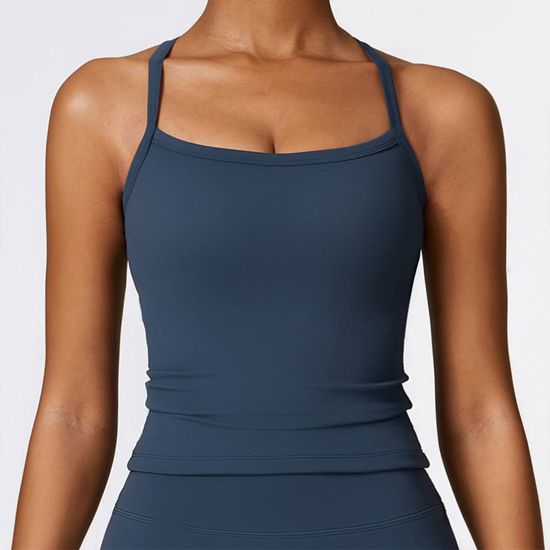 Buddha Stones Einfarbiges kurzes Tanktop mit hoher Taille und Shorts für Sport, Fitness, Fitnessstudio, Yoga-Outfits - image 5