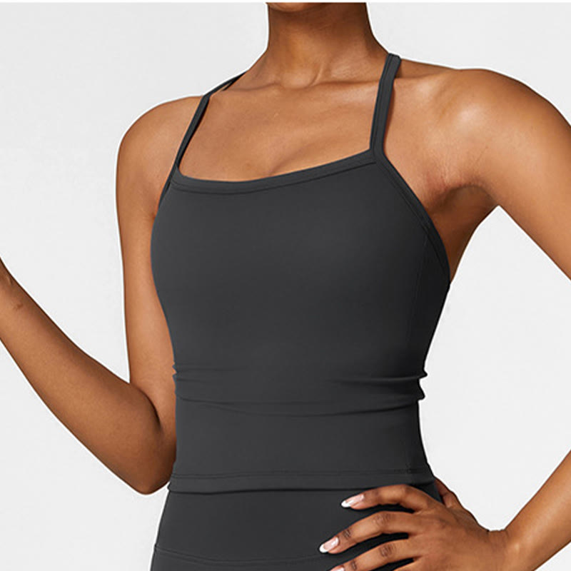 Buddha Stones Einfarbiges kurzes Tanktop mit hoher Taille und Shorts für Sport, Fitness, Fitnessstudio, Yoga-Outfits - image 18