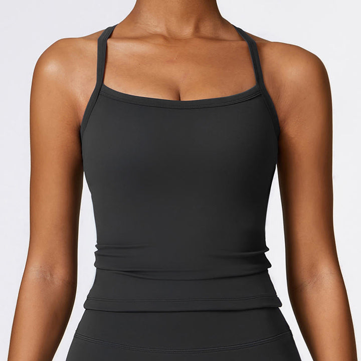 Buddha Stones Einfarbiges kurzes Tanktop mit hoher Taille und Shorts für Sport, Fitness, Fitnessstudio, Yoga-Outfits - Schwarz - Spitze - US8-10， UK/AU12-14，EU40-42 (XL) - image 12