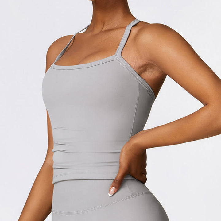 Buddha Stones Einfarbiges kurzes Tanktop mit hoher Taille und Shorts für Sport, Fitness, Fitnessstudio, Yoga-Outfits - image 30