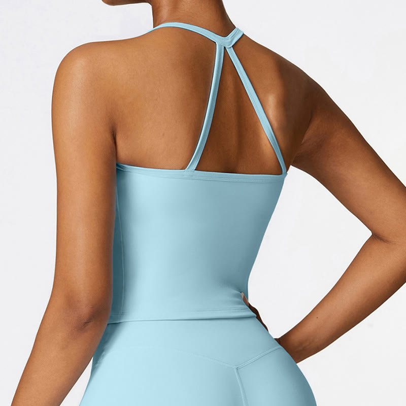 Buddha Stones Einfarbiges kurzes Tanktop mit hoher Taille und Shorts für Sport, Fitness, Fitnessstudio, Yoga-Outfits - image 40