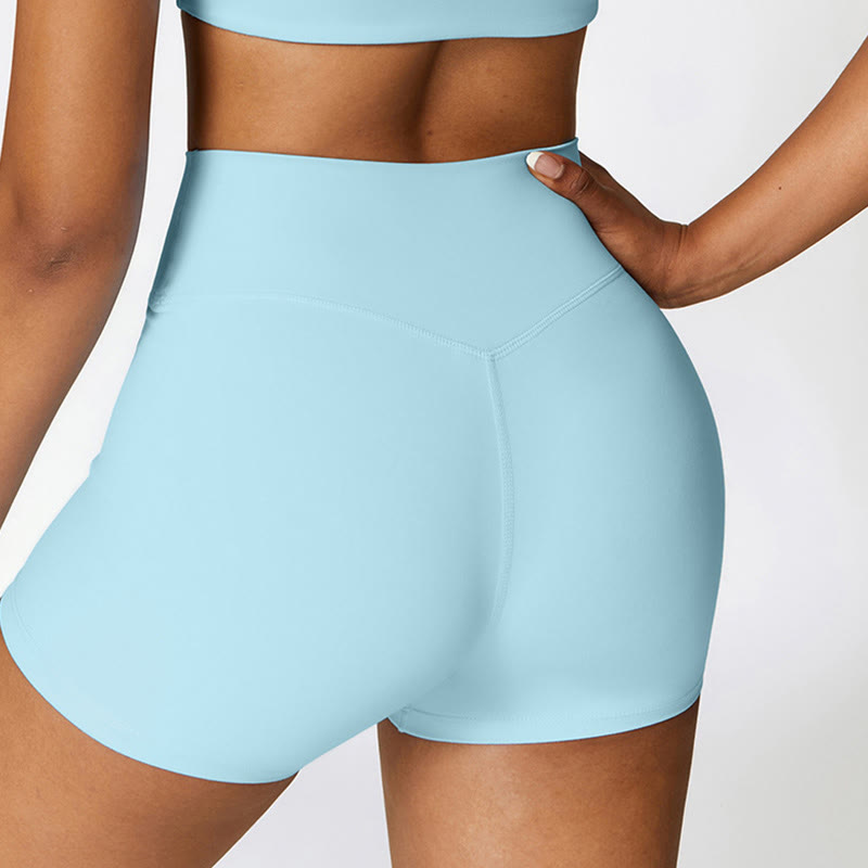 Buddha Stones Einfarbiges kurzes Tanktop mit hoher Taille und Shorts für Sport, Fitness, Fitnessstudio, Yoga-Outfits - image 44