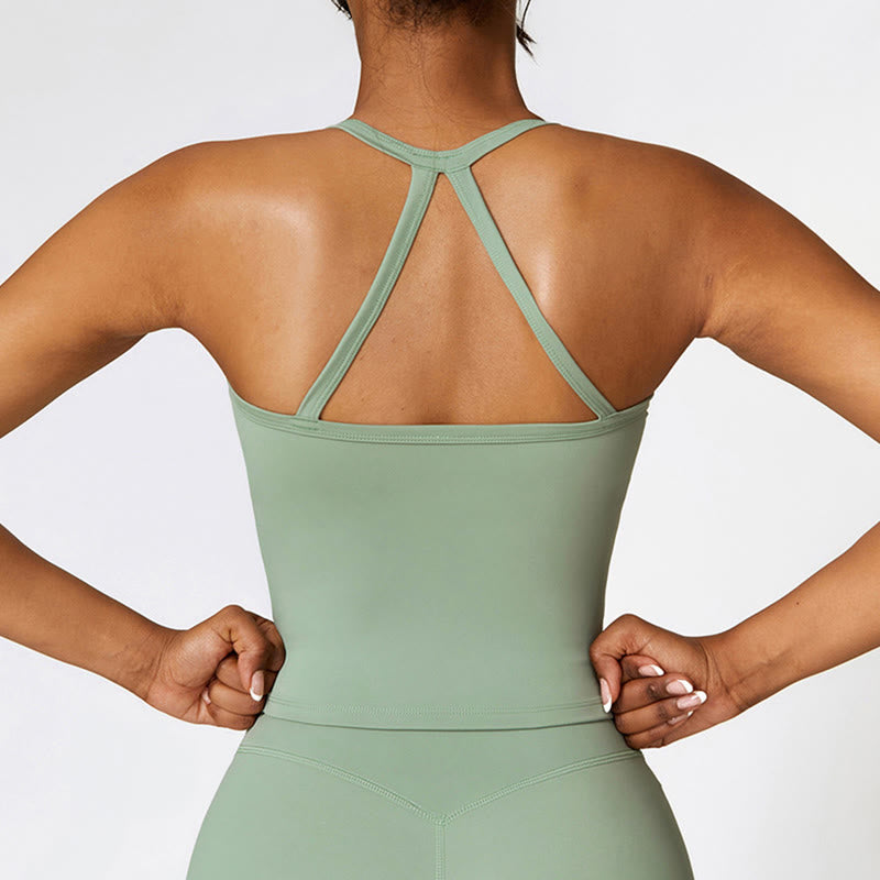 Buddha Stones Einfarbiges kurzes Tanktop mit hoher Taille und Shorts für Sport, Fitness, Fitnessstudio, Yoga-Outfits - image 50