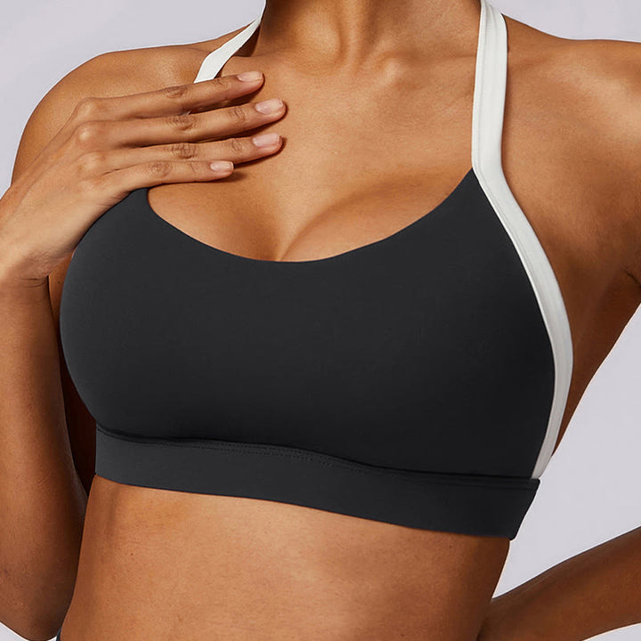 Buddha Stones Einfarbig Neckholder-BH Langarm Crop Tank Top Hose Sport Fitness Gym Yoga Outfits - image 19