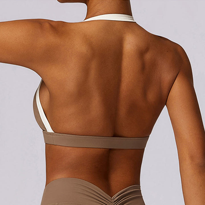 Buddha Stones Einfarbig Neckholder-BH Langarm Crop Tank Top Hose Sport Fitness Gym Yoga Outfits - image 37