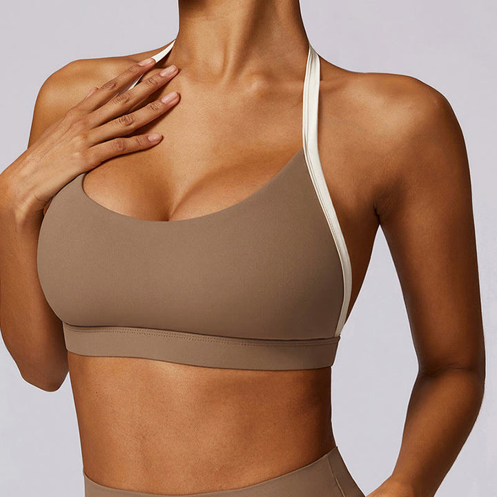 Buddha Stones Einfarbig Neckholder-BH Langarm Crop Tank Top Hose Sport Fitness Gym Yoga Outfits - image 36