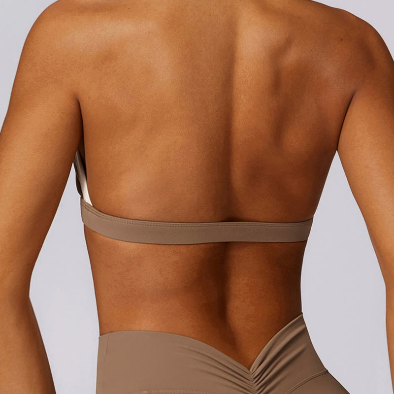 Buddha Stones Einfarbig Neckholder-BH Langarm Crop Tank Top Hose Sport Fitness Gym Yoga Outfits - image 39