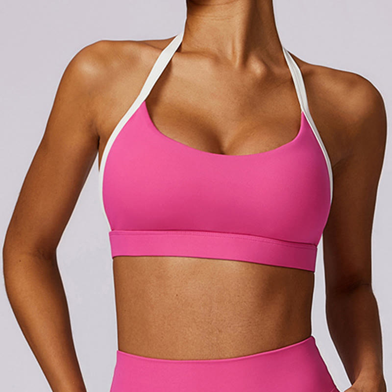 Buddha Stones Einfarbig Neckholder-BH Langarm Crop Tank Top Hose Sport Fitness Gym Yoga Outfits - image 56