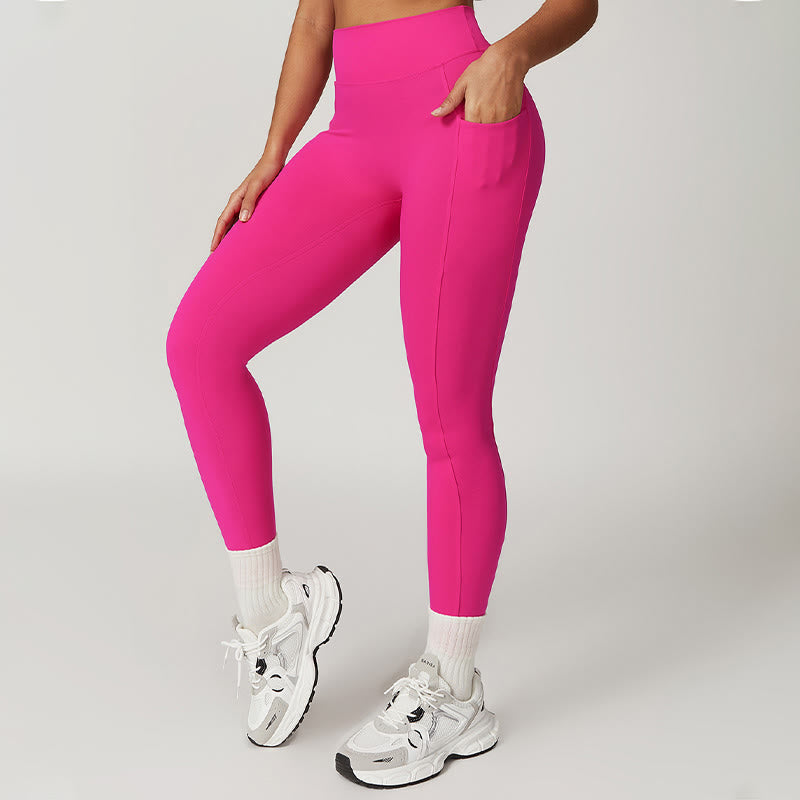 Buddha Stones Einfarbig Neckholder-BH Langarm Crop Tank Top Hose Sport Fitness Gym Yoga Outfits - Rosenrot - Hose - US6, UK/AU10, EU38 (XL) - image 65