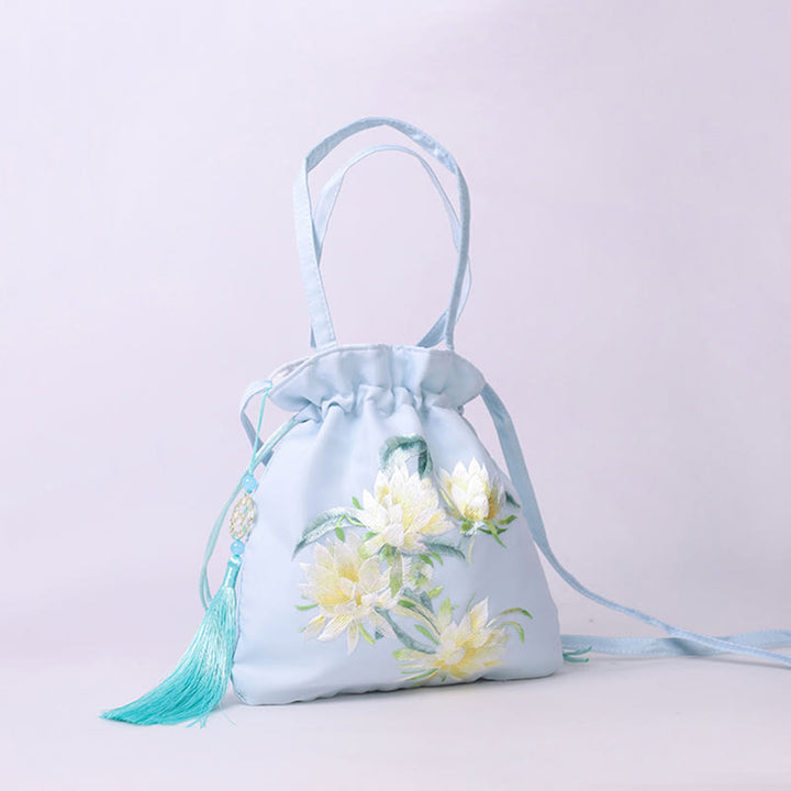 Buddha Stones Suzhou Stickerei Lotus Hirsch Epiphyllum Pfingstrose Kaninchen Baumwoll-Leinen Tote Crossbody Tasche Schultertasche Handtasche - image 1