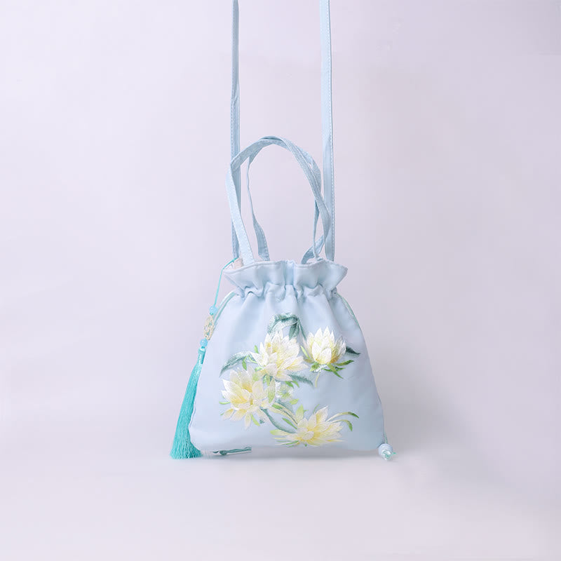 Buddha Stones Suzhou Stickerei Lotus Hirsch Epiphyllum Pfingstrose Kaninchen Baumwoll-Leinen Tote Crossbody Tasche Schultertasche Handtasche - image 6