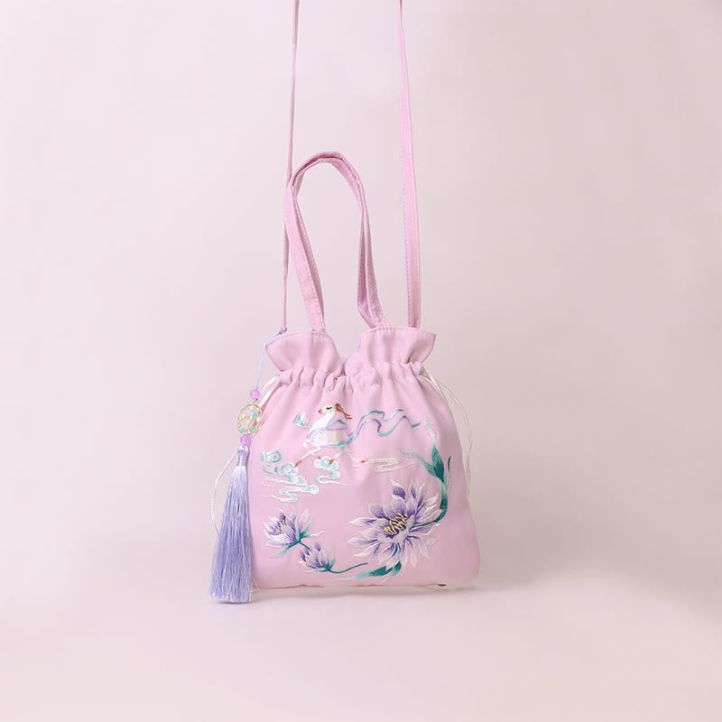 Buddha Stones Suzhou Stickerei Lotus Hirsch Epiphyllum Pfingstrose Kaninchen Baumwoll-Leinen Tote Crossbody Tasche Schultertasche Handtasche - image 14