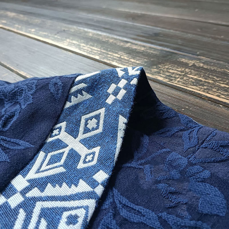 Buddha Stones Flower Jacquard-Jacke mit V-Ausschnitt und langen Ärmeln - image 9