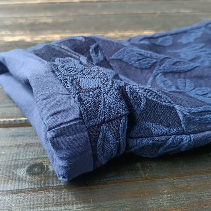 Buddha Stones Flower Jacquard-Jacke mit V-Ausschnitt und langen Ärmeln - image 13