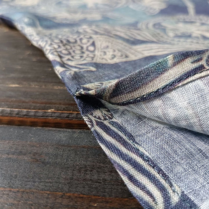 Buddha Steine ​​Vögel Blumen Geometrie Frosch-Knopf Langarm Ramie Leinen Jacke Hemd - image 11