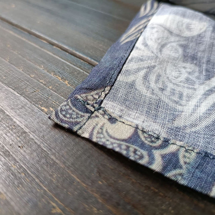 Buddha Steine ​​Vögel Blumen Geometrie Frosch-Knopf Langarm Ramie Leinen Jacke Hemd - image 12