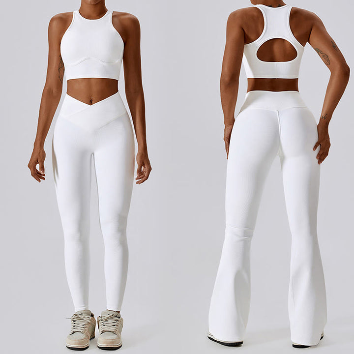 Buddha Stones Ärmelloses bauchfreies Tanktop Schlaghose Sport Fitness Yoga - image 0