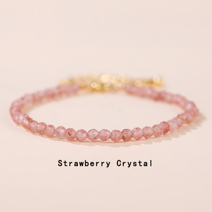 Buddha Stones ​​Erdbeerquarz Prehnit Peridot Lazurit Lapislazuli Rosa Kristall Turmalin Heilendes Kettenarmband - Erdbeerquarz (Handgelenkumfang 14-16 cm) - image 0