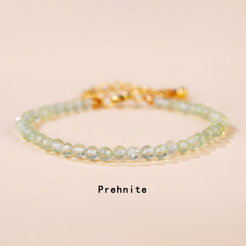 Buddha Stones ​​Erdbeerquarz Prehnit Peridot Lazurit Lapislazuli Rosa Kristall Turmalin Heilendes Kettenarmband - Prehnit (Handgelenkumfang 14-16 cm) - image 6
