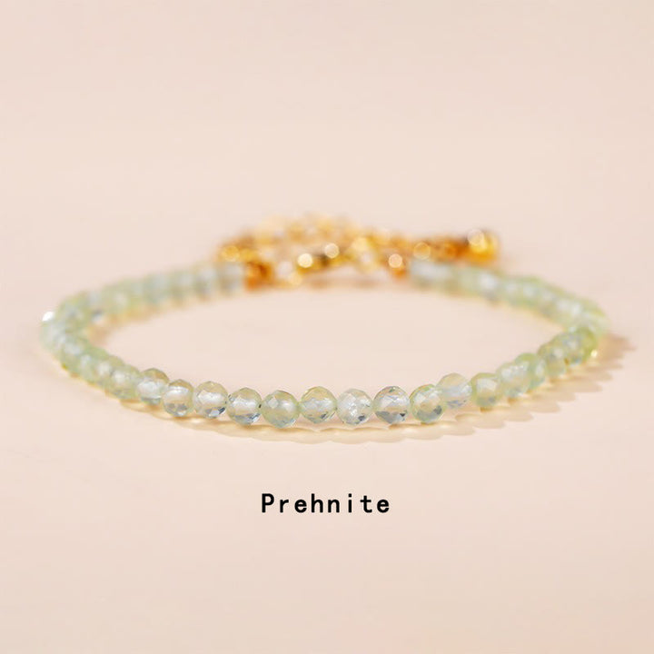 Buddha Stones ​​Erdbeerquarz Prehnit Peridot Lazurit Lapislazuli Rosa Kristall Turmalin Heilendes Kettenarmband - Prehnit (Handgelenkumfang 14-16 cm) - image 6