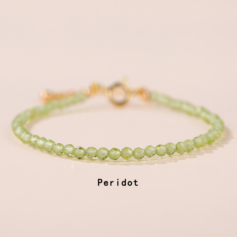 Buddha Stones ​​Erdbeerquarz Prehnit Peridot Lazurit Lapislazuli Rosa Kristall Turmalin Heilendes Kettenarmband - Peridot (Handgelenkumfang 14-16 cm) - image 7