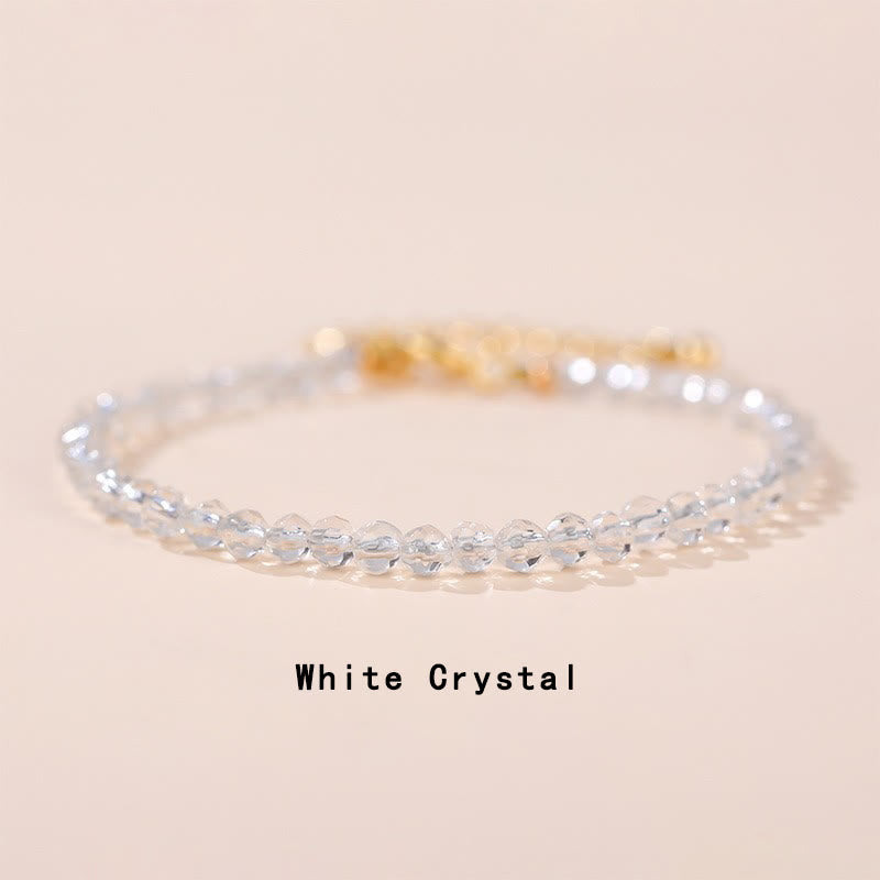 Buddha Stones ​​Erdbeerquarz Prehnit Peridot Lazurit Lapislazuli Rosa Kristall Turmalin Heilendes Kettenarmband - Weißer Kristall (Handgelenkumfang 14-17 cm) - image 13