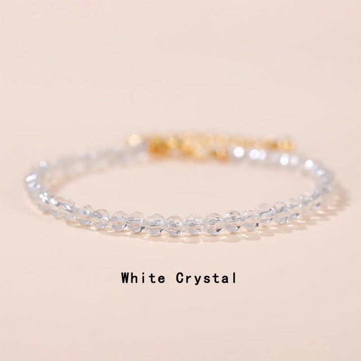 Buddha Stones ​​Erdbeerquarz Prehnit Peridot Lazurit Lapislazuli Rosa Kristall Turmalin Heilendes Kettenarmband - Weißer Kristall (Handgelenkumfang 14-17 cm) - image 13