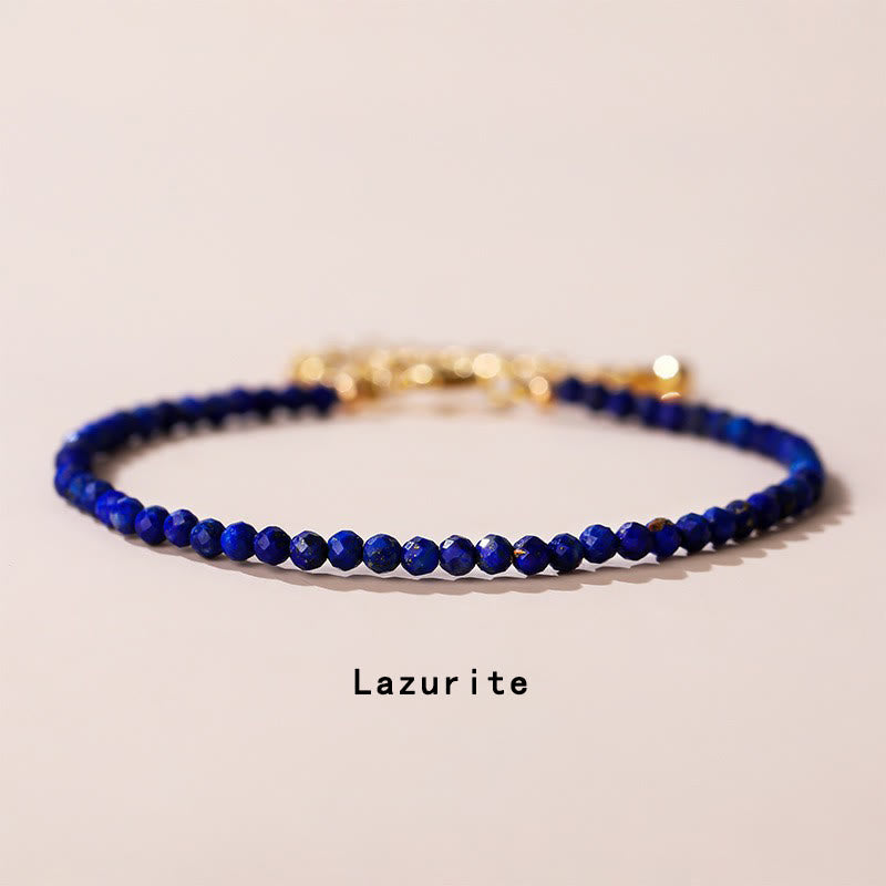Buddha Stones ​​Erdbeerquarz Prehnit Peridot Lazurit Lapislazuli Rosa Kristall Turmalin Heilendes Kettenarmband - Lapislazuli (Handgelenkumfang 14-17 cm) - image 9