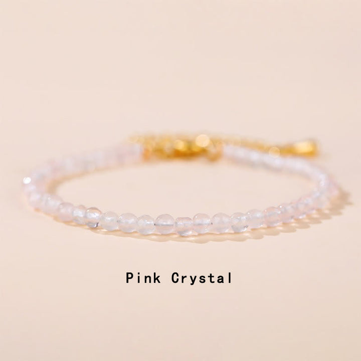Buddha Stones ​​Erdbeerquarz Prehnit Peridot Lazurit Lapislazuli Rosa Kristall Turmalin Heilendes Kettenarmband - Rosa Kristall (Handgelenkumfang 14-16 cm) - image 11