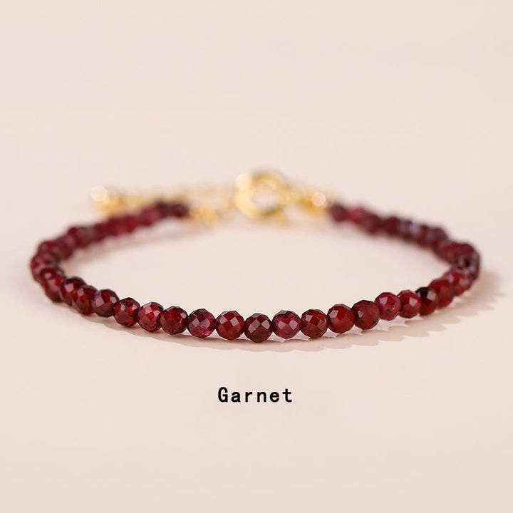 Buddha Stones ​​Erdbeerquarz Prehnit Peridot Lazurit Lapislazuli Rosa Kristall Turmalin Heilendes Kettenarmband - Granat (Handgelenkumfang 14-17 cm) - image 17