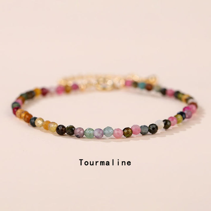 Buddha Stones ​​Erdbeerquarz Prehnit Peridot Lazurit Lapislazuli Rosa Kristall Turmalin Heilendes Kettenarmband - Turmalin (Handgelenkumfang 14-16 cm) - image 15