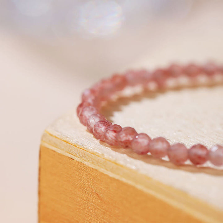 Buddha Stones ​​Erdbeerquarz Prehnit Peridot Lazurit Lapislazuli Rosa Kristall Turmalin Heilendes Kettenarmband - image 2